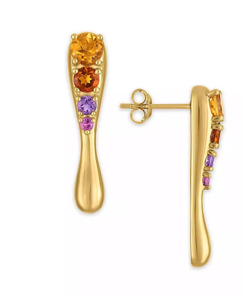 Macy
s Citrine (1-1/4 ct. t.w.), Amethyst (1/4 ct. t.w.) and Rhodolite (1/10 ct. t.w.) Drop Earrings in 14k Gold Over Sterling Silver 3