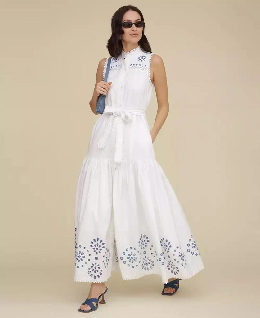 Avec Les Filles Women's Cotton Sleeveless Eyelet Maxi Dress 1