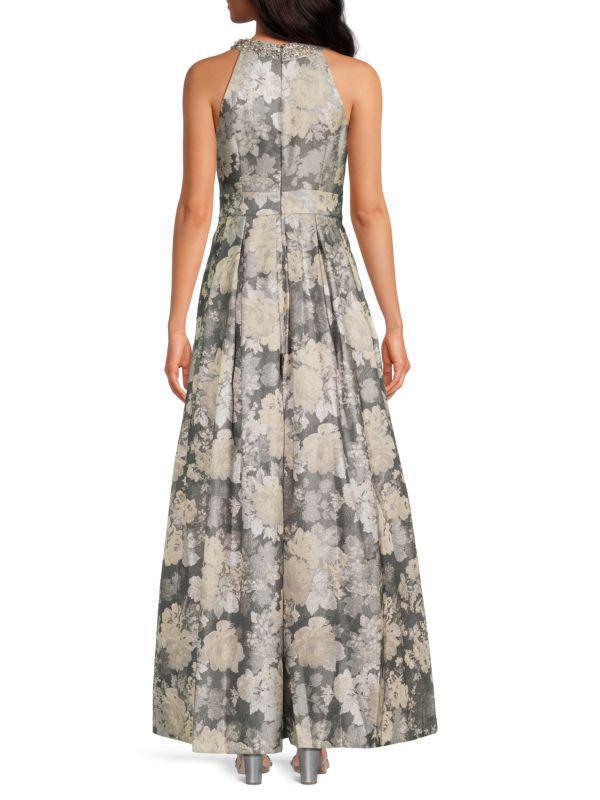 Eliza J Jacquard Floral Gown