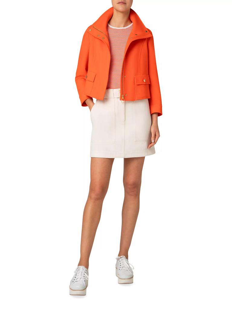 Akris Wool Tricotine Boxy Jacket