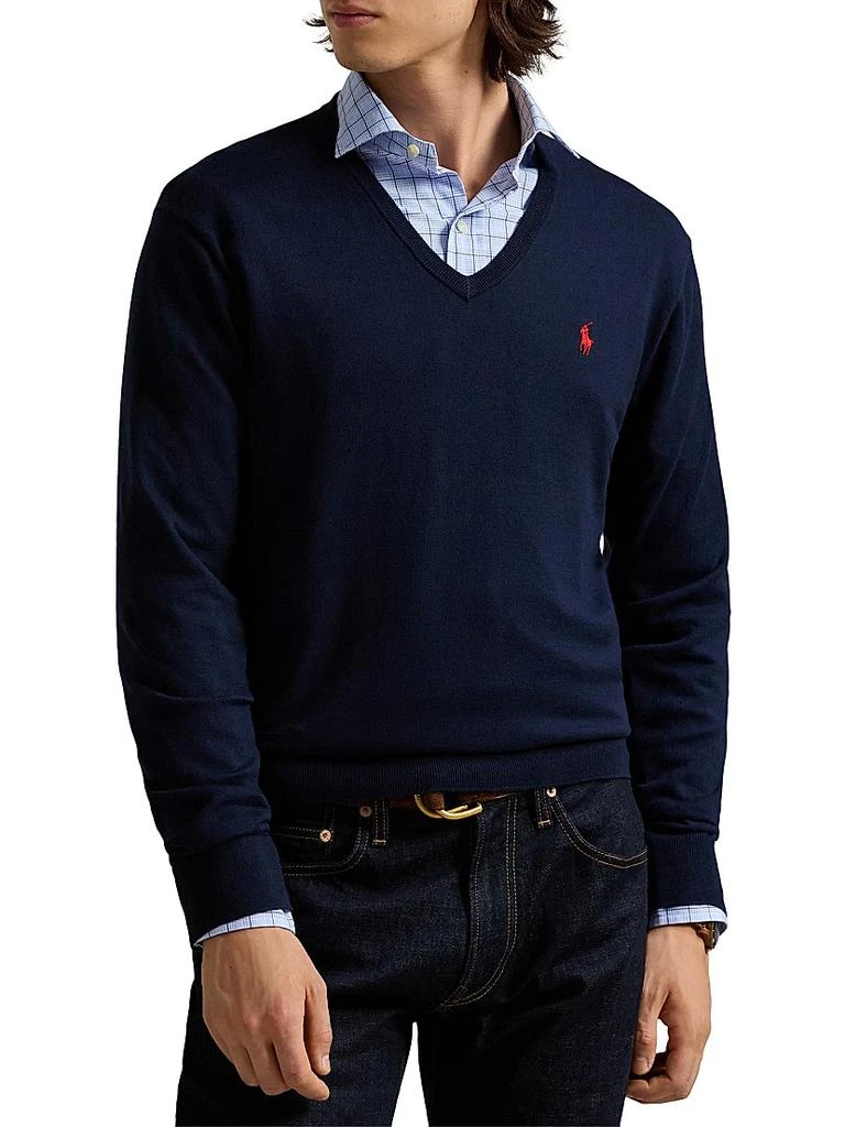 Ralph Lauren Logo Cotton V-Neck Sweater 3