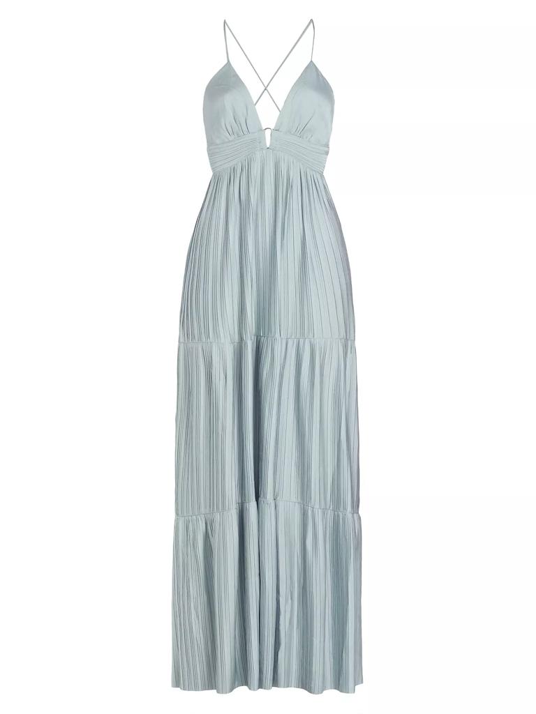 ba&sh Wasta Pleated Satin Plissé Maxi Dress