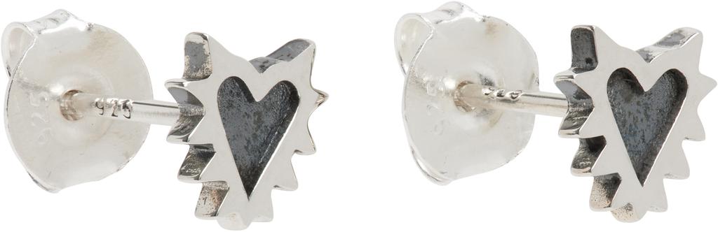 Stolen Girlfriends Club Silver Micro Spiked Heart Earrings