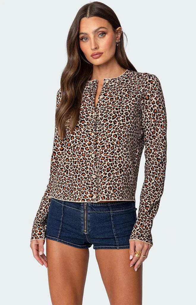 Edikted Leopard Printed Knit Cardigan 1