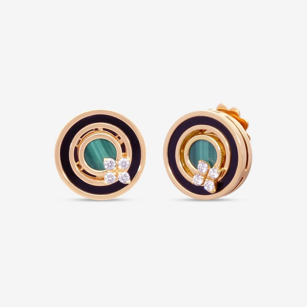 Roberto Coin Roberto Coin Love in Verona 18K Rose Gold Diamond, Black Jade 
Malachite Stud Earrings 8883125AXERX-copy 2