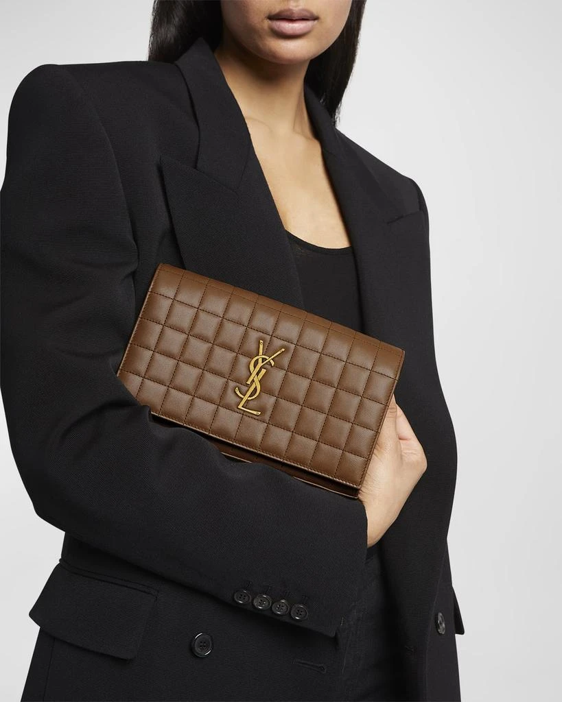 Yves Saint Laurent Cassandre YSL Wallet on Chain in Quilted Smooth Leather 4
