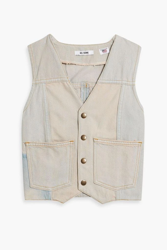 Re/Done Cropped faded denim vest 1