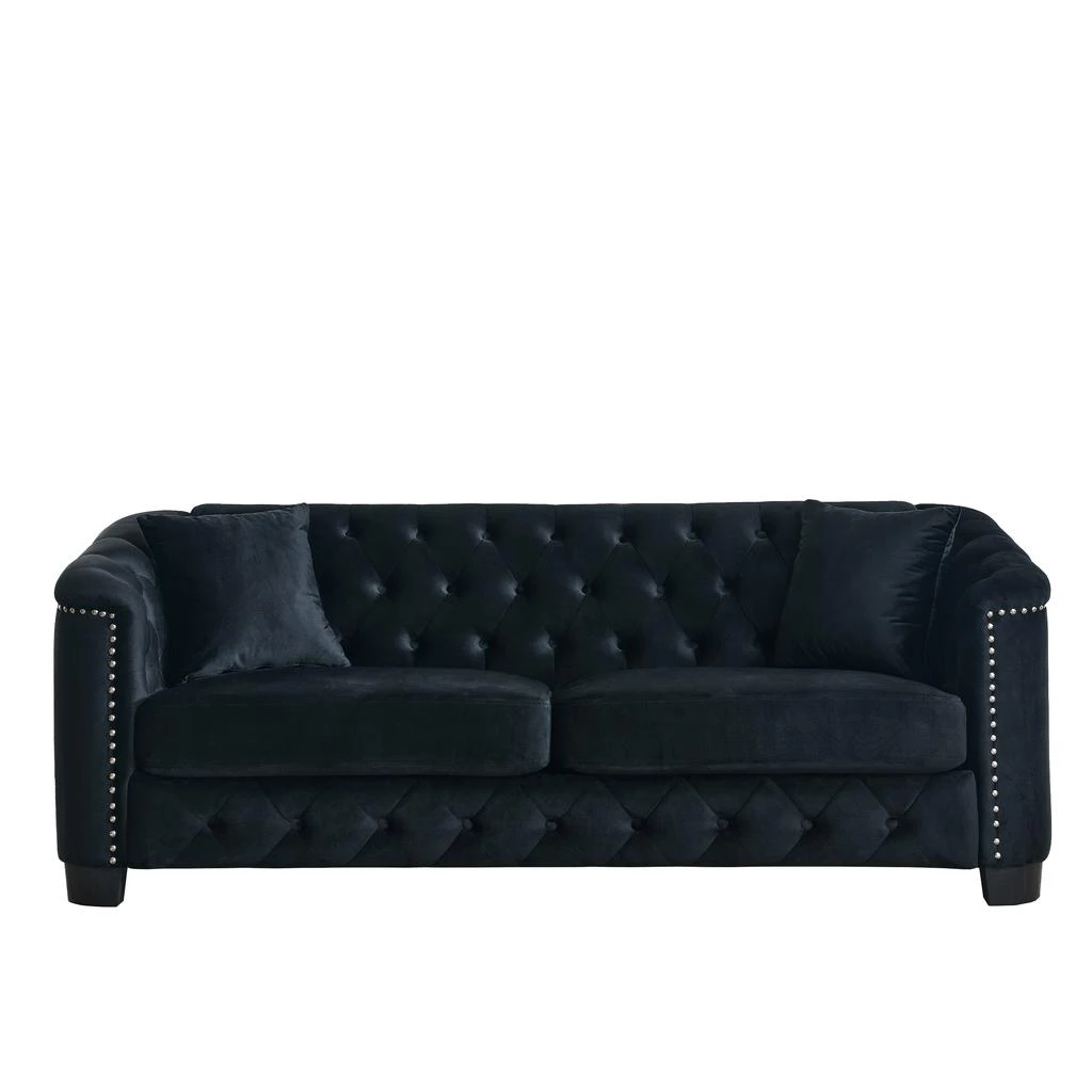 Streamdale Furniture Streamdale 3-seater + 3-seater Combination sofa.Velvet black 5
