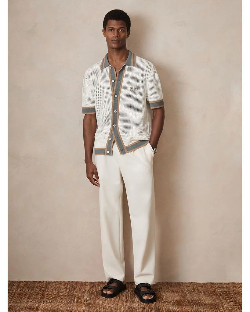 REISS CHE Crusoe Contrast Trim Crochet Short Sleeve Shirt 2