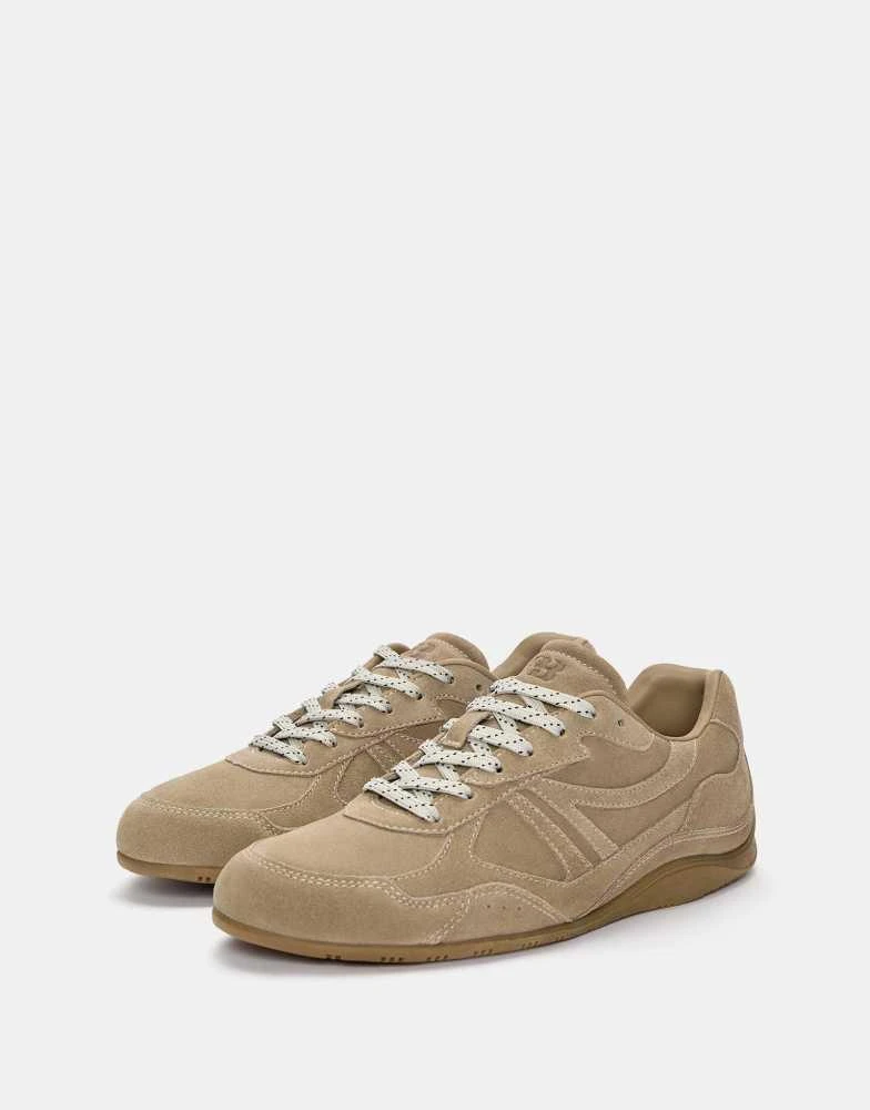 Pull&Bear Pull&Bear Split leather sneakers in brown 1