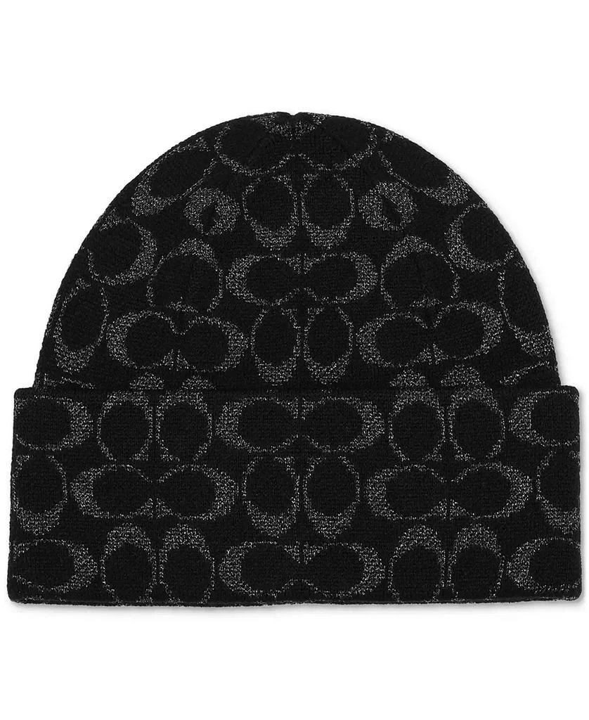 Coach Women's Cuffed Metallic Jacquard Logo Beanie 3