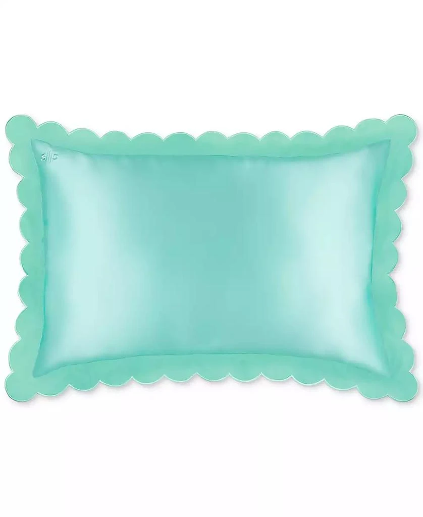 Slip Pure Silk Queen Pillowcase With Scalloped Edge - Turquoise 2
