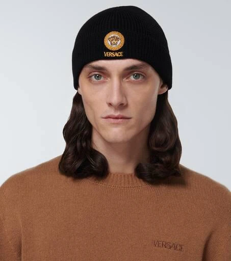 Versace Medusa embroidered wool beanie 2