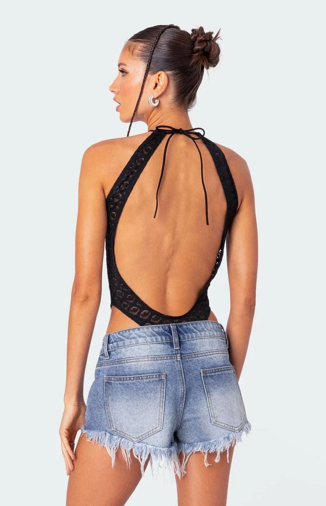 Edikted Erika Low Rise Frayed Denim Shorts 5