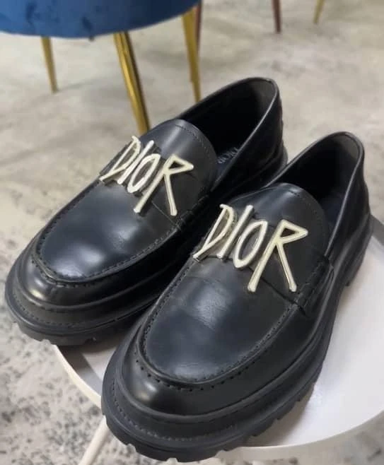 Dior Dior x Stussy Black Leather Slip On Loafers Size 41 2