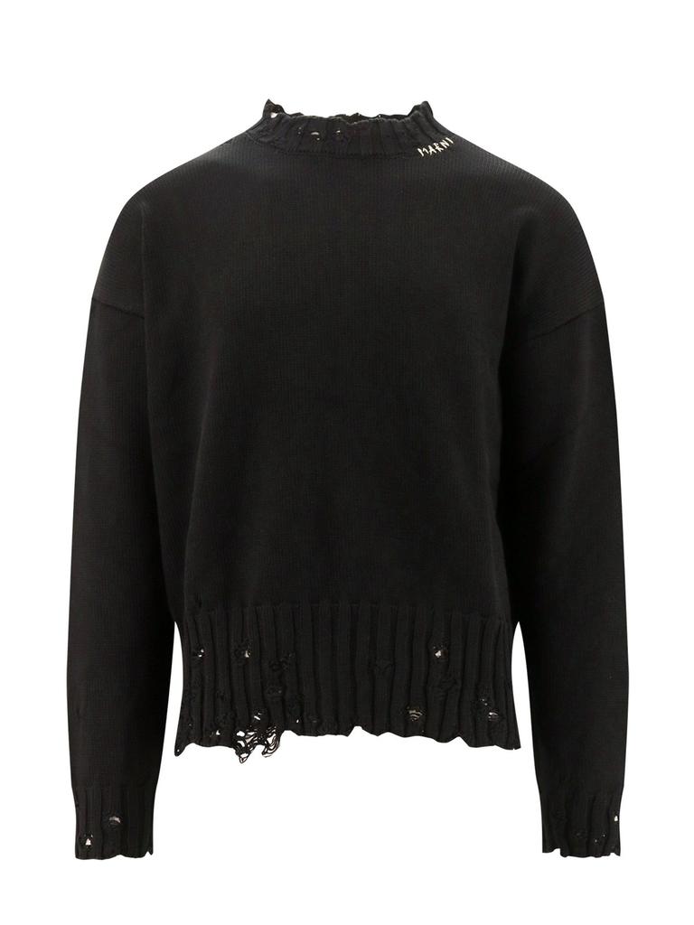 【送料&関税込】Marni Wool Sweater MARNI Embroidered distressed ribbed wool sweater | THE OUTNET