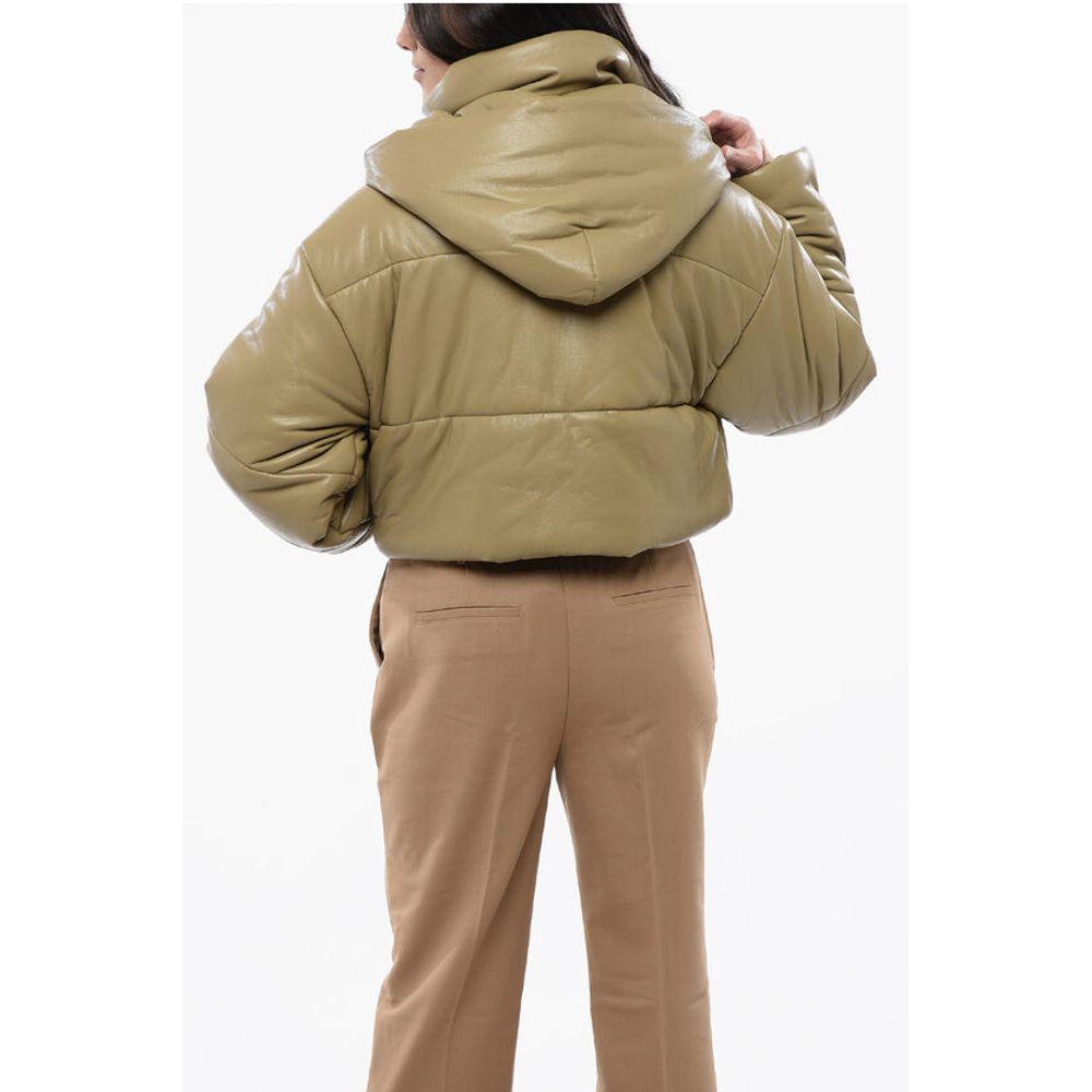 Nanushka Faux Leater AVELINE Cropped Jacket with Women's Hood