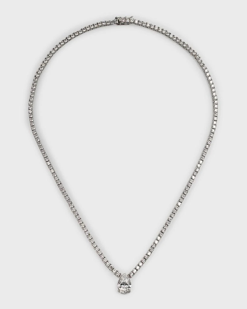 Golconda by Kenneth Jay Lane Sterling Silver Cubic Zirconia Pear Center Tennis Necklace