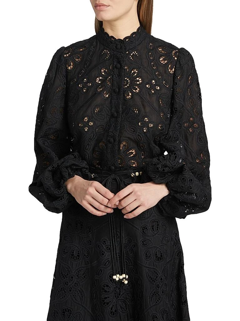 Zimmermann Rhiannon Lace Cotton Button-Front Top 3