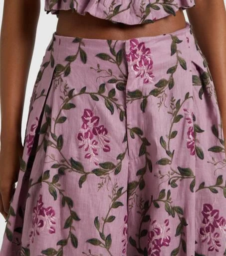 Agua by Agua Bendita Marea Wisteria embroidered linen wide-leg pants 4
