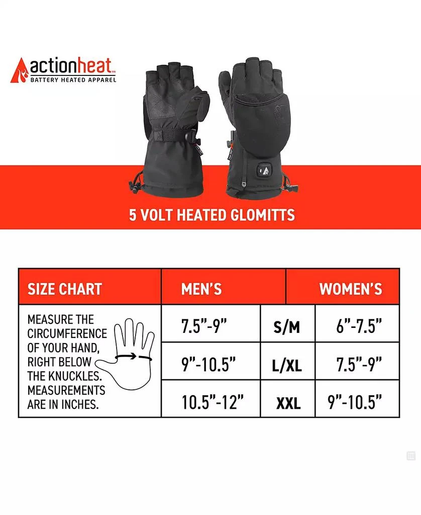 ActionHeat Men's 5V Battery Heated Glomitt Black - 9