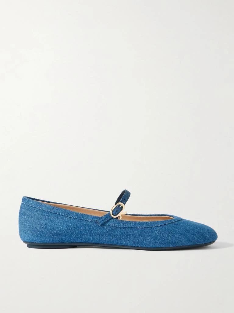 Gianvito Rossi Carla 牛仔布玛丽珍芭蕾平底鞋  - IT36 1