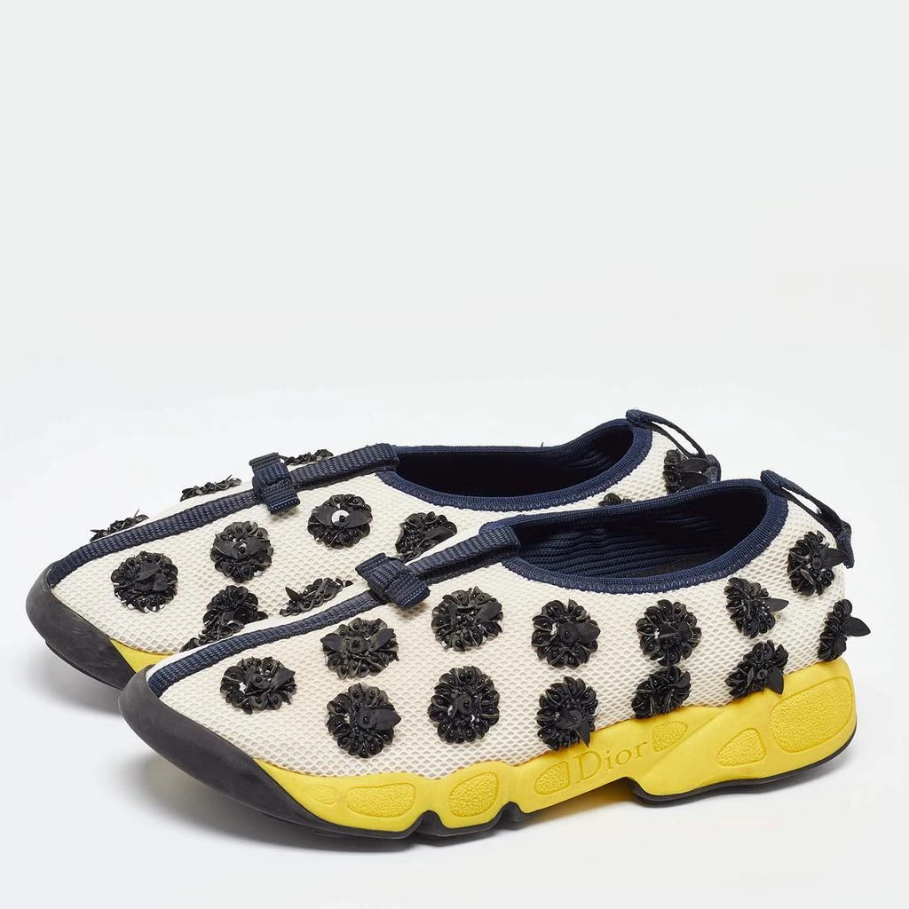 Dior Dior White/Blue Mesh Sequins/Beads Embellished Fusion Sneakers Size 36 2