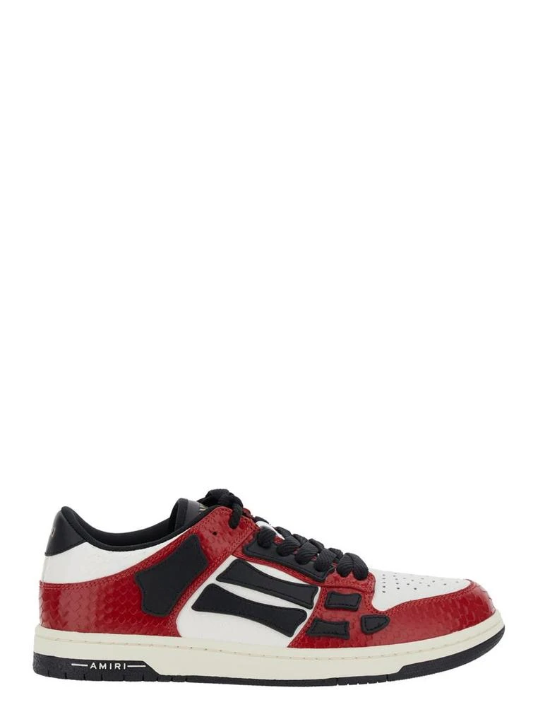AMIRI 'Skel Top Low' Red Sneakers With Skeleton Patch In Leather Man 1