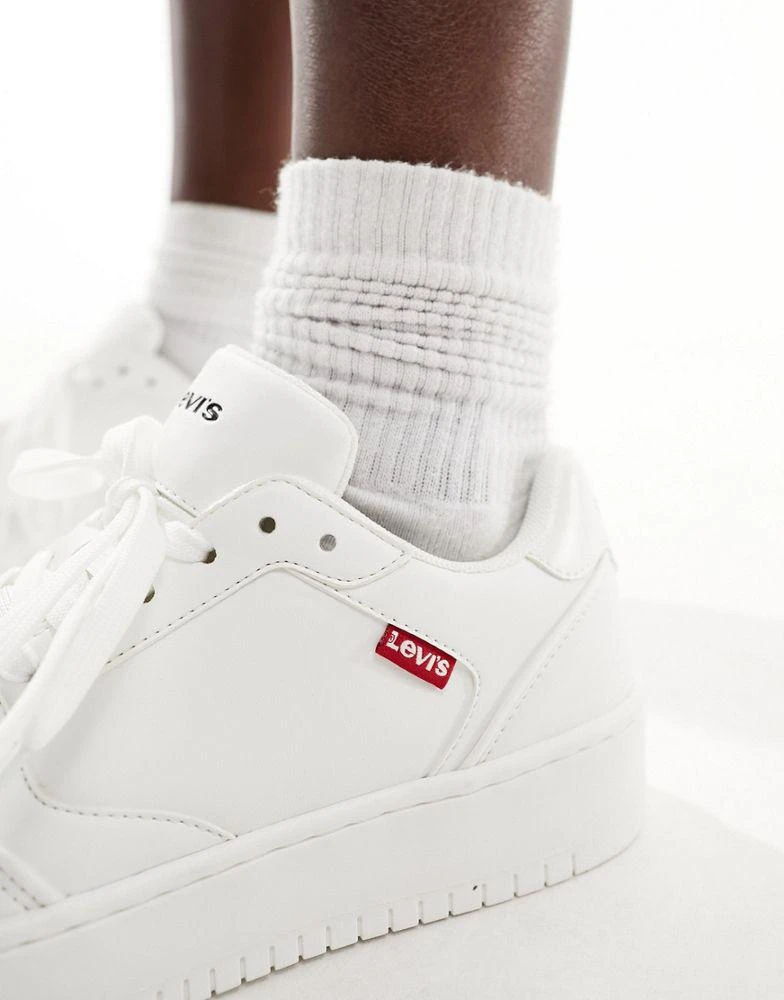 Levi's Levi's Paige leather trainer in white with red tab logo 3
