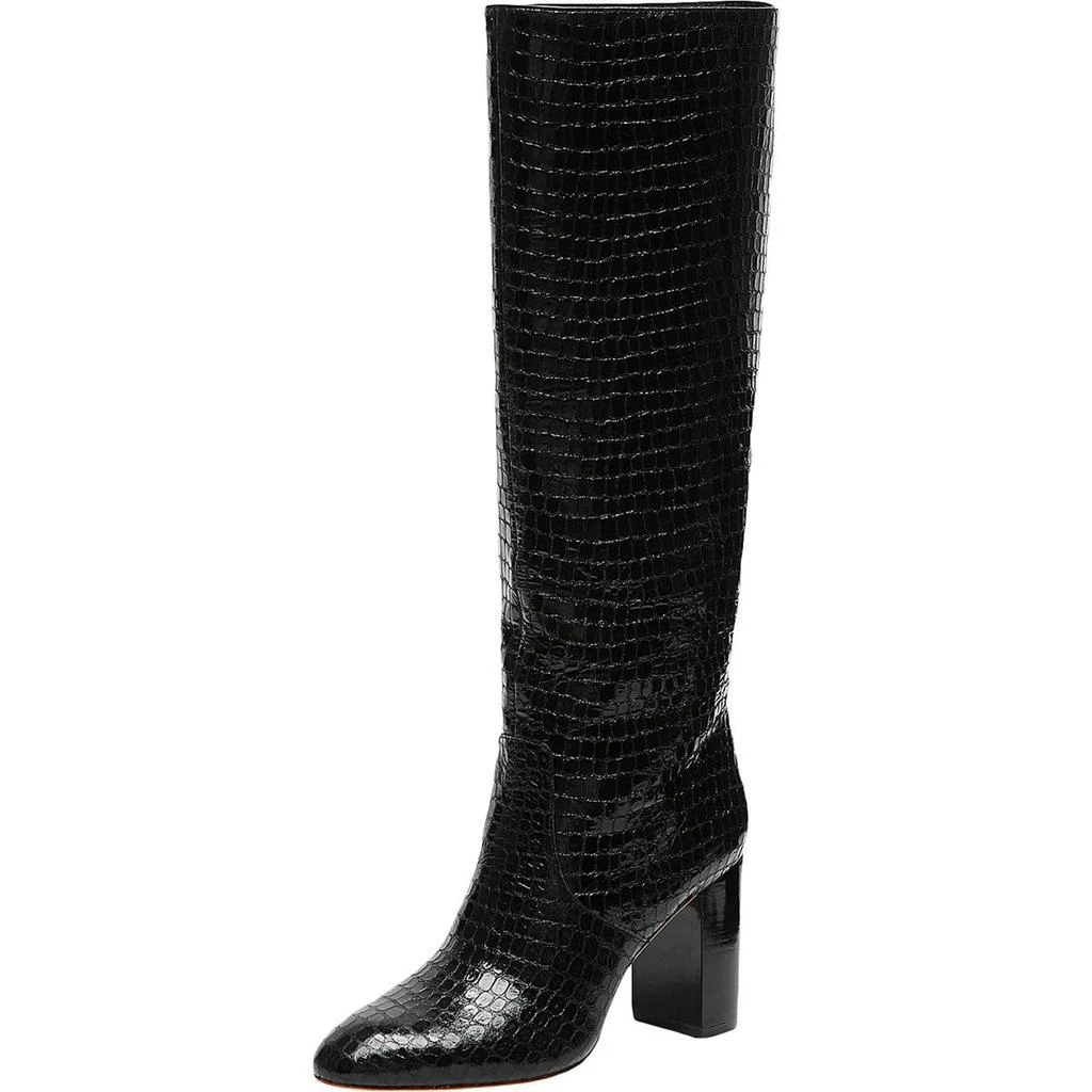 Loeffler Randall Goldy Womens Leather Embossed Block Heel Boot 1
