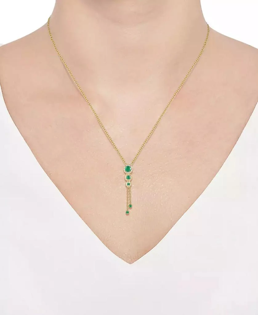Macy's Sapphire (3/4 ct. t.w.) & Diamond (1/6 ct. t.w.) Triple Halo Lariat Necklace in Gold-Plated Silver, 16" + 2" extender (Also in Ruby & Emerald) 2