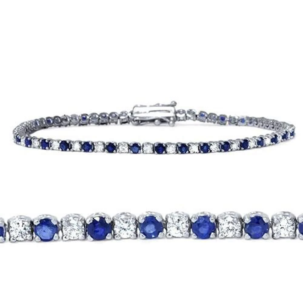 Pompeii3 3ct Blue Sapphire
Diamond Genuine Tennis Bracelet 14K White Gold