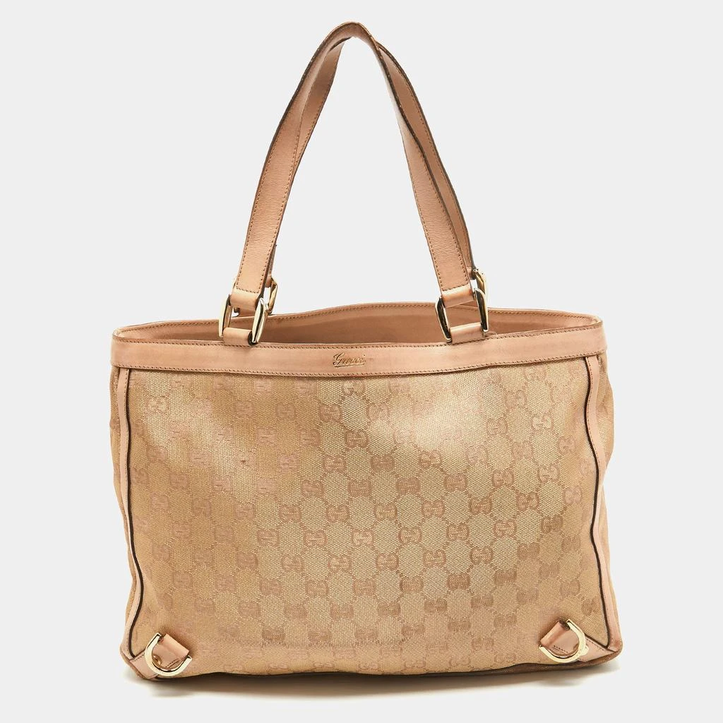 Gucci Gucci Dusty Pink/Gold GG Lurex Fabric and Leather Tote 1