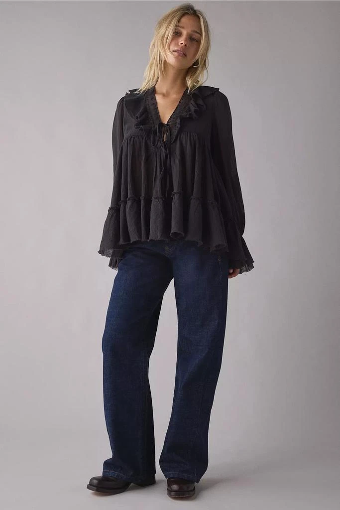 Kimchi Blue Kimchi Blue Mona Lace Trim Ruffle Babydoll Tunic Blouse 3