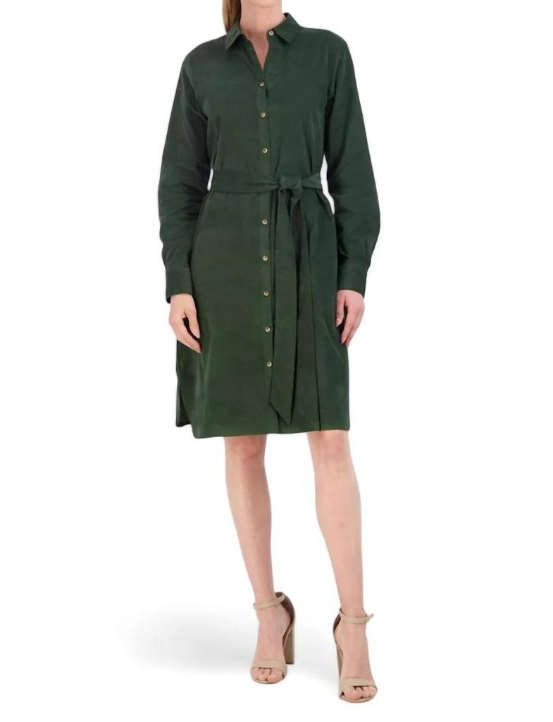 Foxcroft Corduroy Rocca Dress In Dark Green
