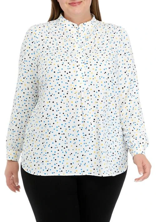 Anne Klein Klein Plus Size Ritz Dot Poet Blouse 1