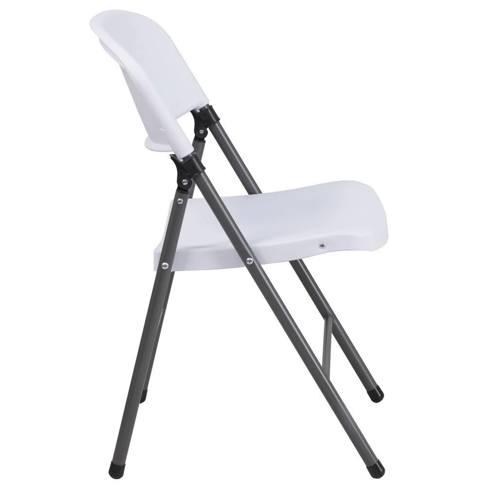 Flash Furniture HERCULES Series 330 lb. Capacity Granite White Plastic Folding Chair with Charcoal Frame 3