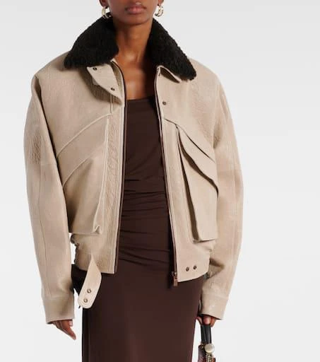 Magda Butrym Shearling-trimmed leather jacket 4