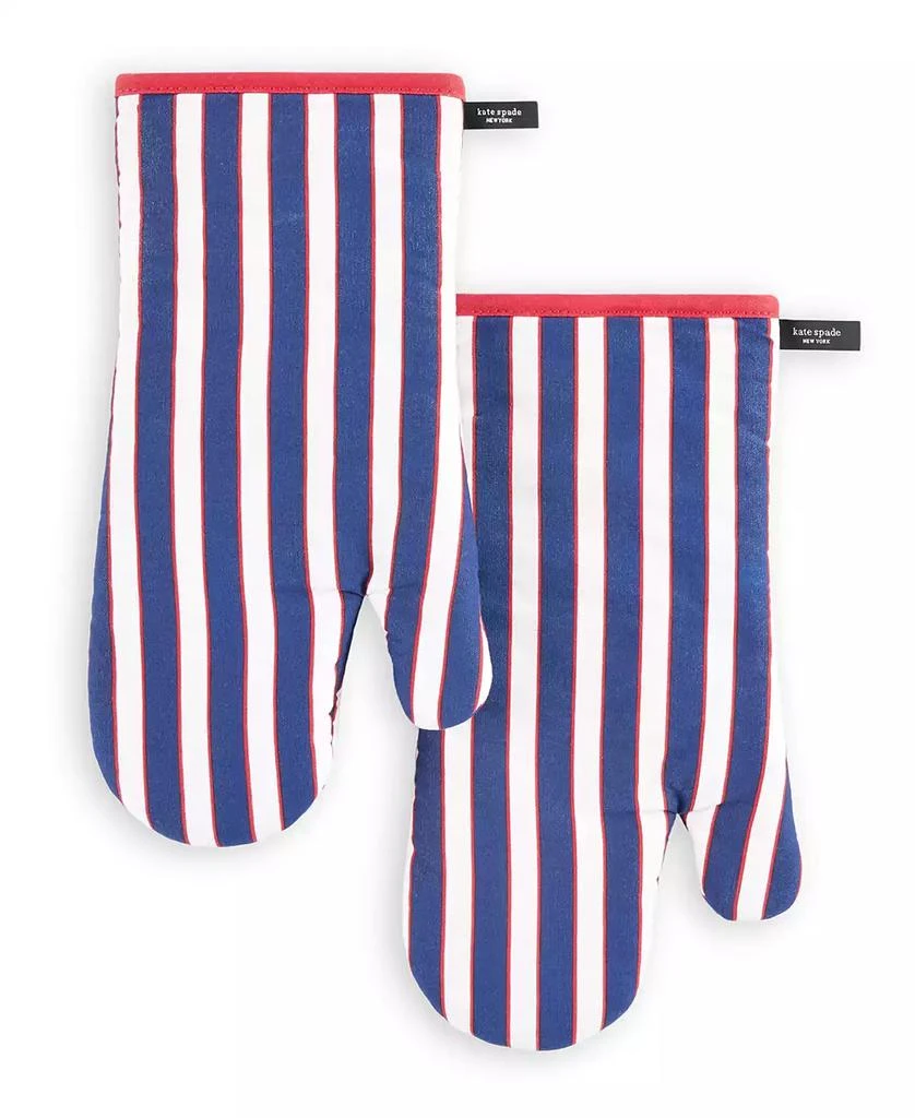 Kate Spade Botanical Stripe Oven Mitt 2-Pack Set, 7" x 13" 18