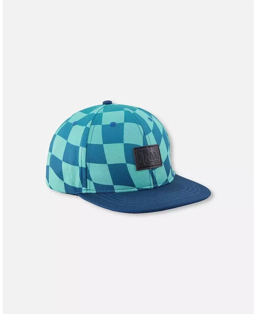 Deux par Deux Boy Cap Teal Printed Checkerboard - Toddler|Child