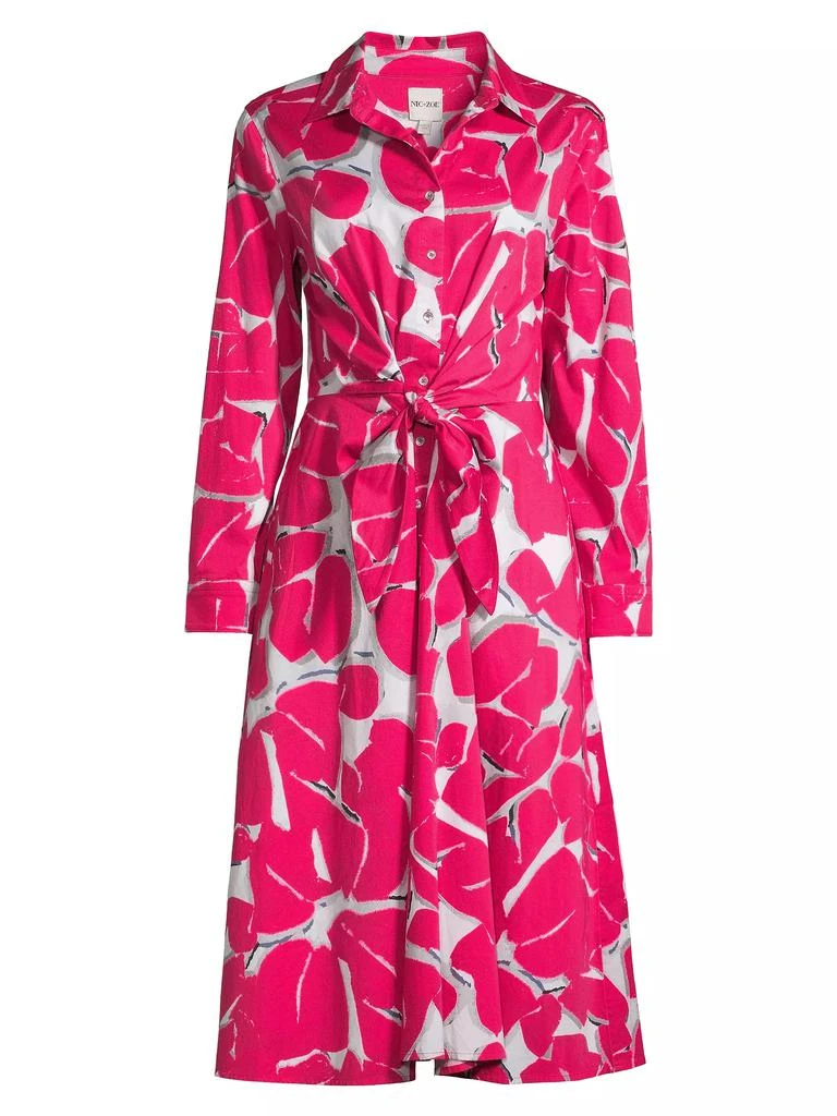 NIC+ZOE Plus Size Jessie FLoral Cotton Tie-Waist Dress 1