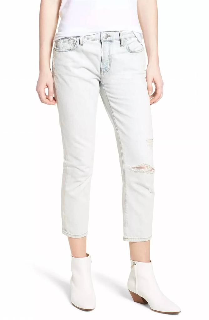 Current Elliott The Cropped Straight Leg Destroy Ankle Jean In Blue