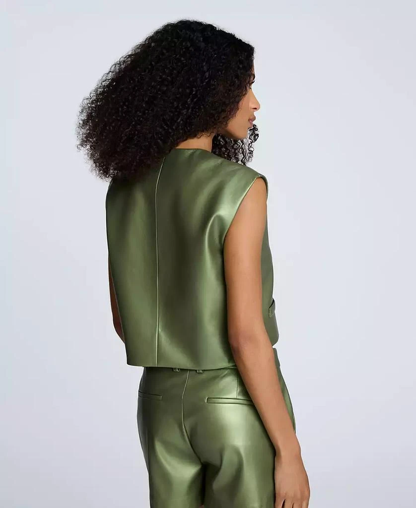 Kenneth Cole Women's Metallic Faux-Leather Boxy Vest 2
