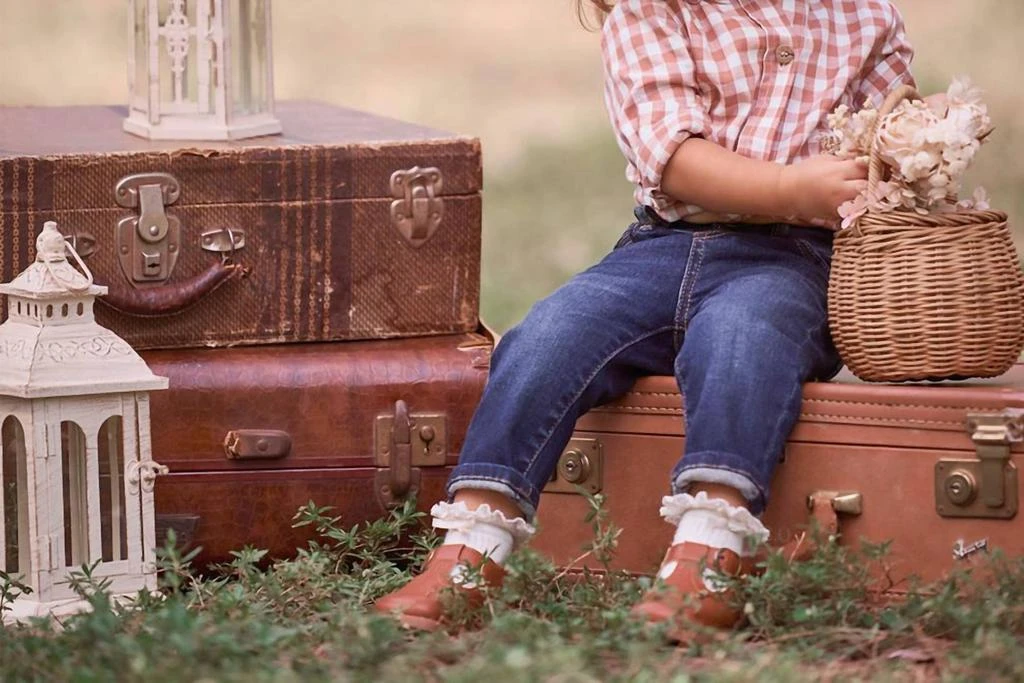 Elegant Baby Unisex Kids Gingham Button Down Shirt In White,rust 4