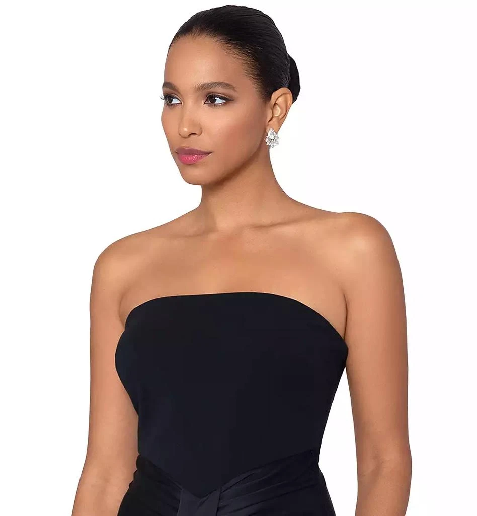 Betsy & Adam Petite Strapless Drape-Front Satin Gown 3