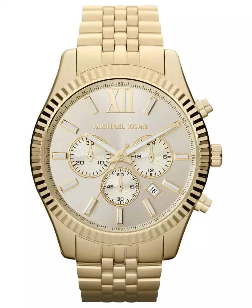 Michael Kors Men's Chronograph Lexington Gold-Tone Stainless Steel Bracelet Watch 45mm MK8281 1