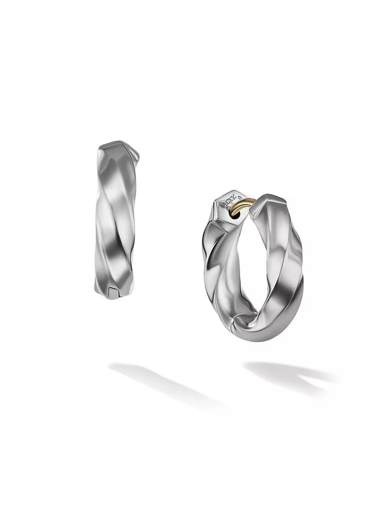 David Yurman Cable Edge Sterling Silver Huggie Hoop Earrings 1