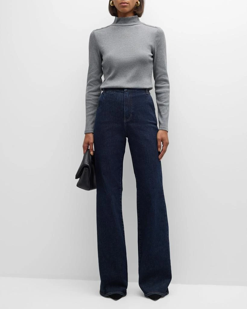 VERONICA BEARD Nate Buttoned Mock-Neck Top 2