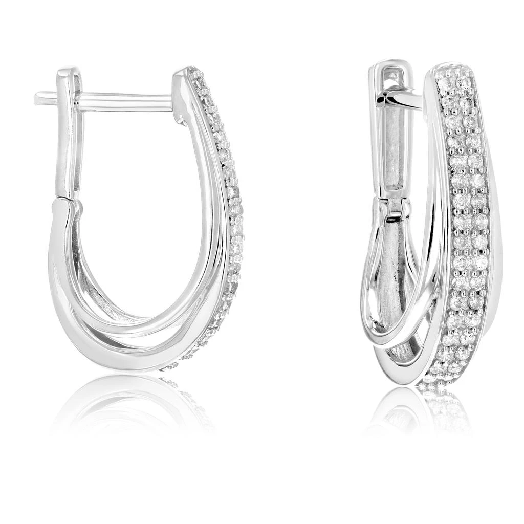 Vir Jewels 1/4 cttw Diamond Hoop Earrings .925 Sterling Silver 60 Stones Dangle 3/4 Inch 2