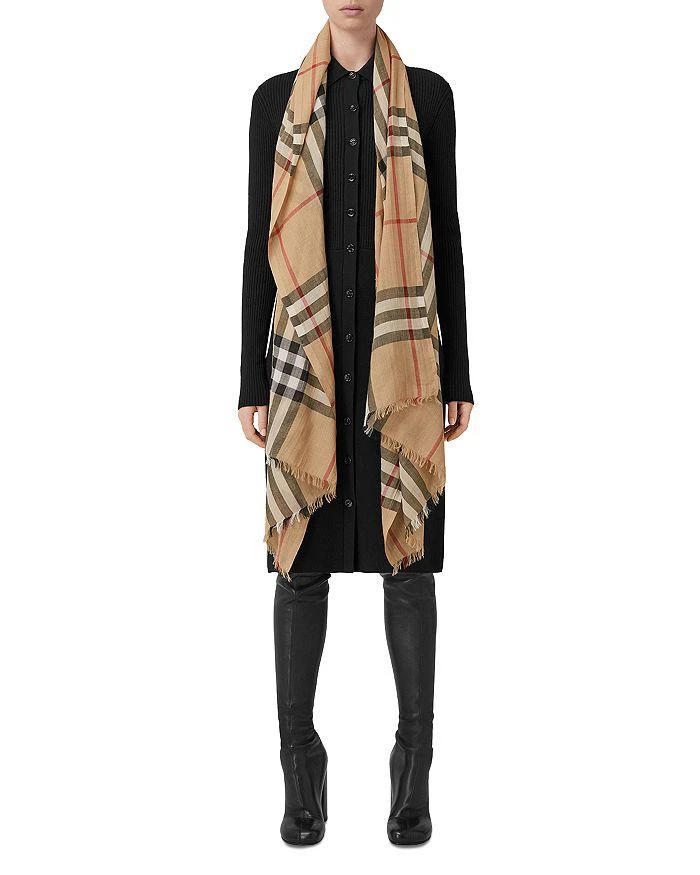 Burberry Lightweight Check Wool Silk Scarf